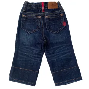 Calça jeans escura com detalhes bordados e barra xadrez - 3 a 6M - Tommy Hilfiger - Image 3