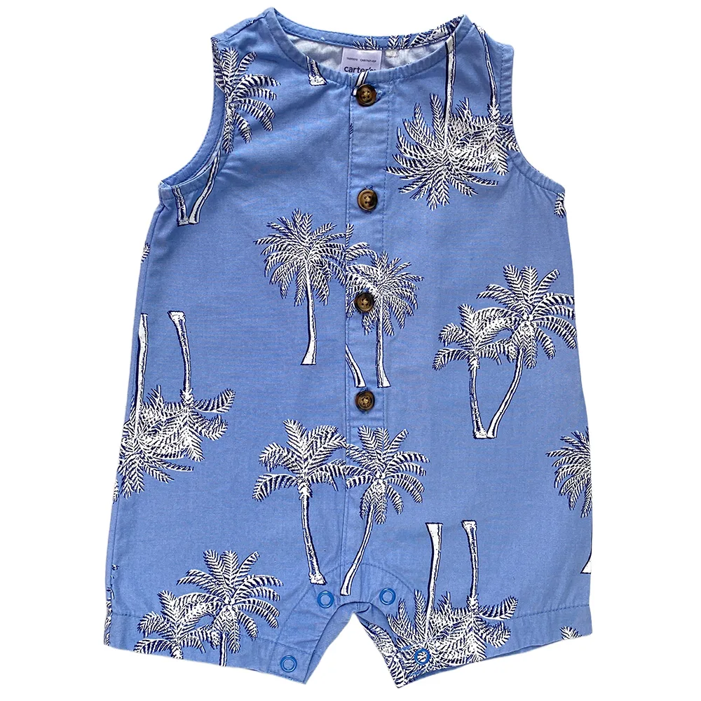 Macacão azul estampado com coqueiros - 3M - Carter's